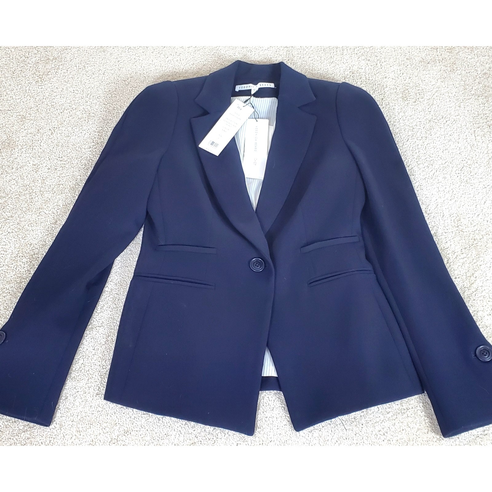 Victoria Beard Women's Dickey Jacket Navy Blue Sz 2 Preppy Nwtgs